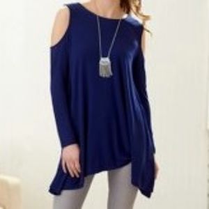 Navy M Cold Shoulder Tunic